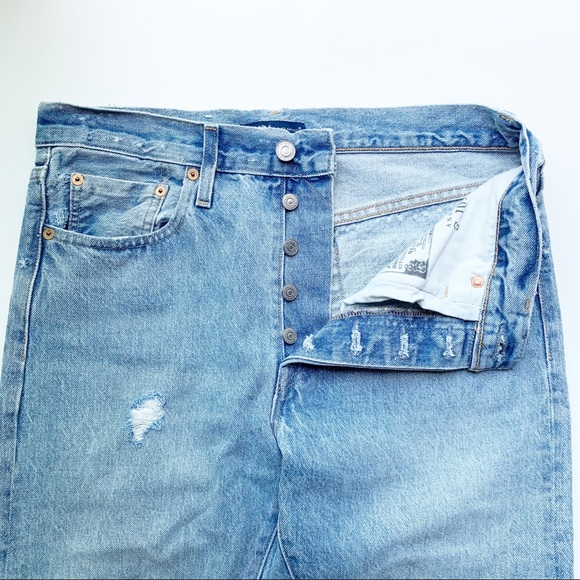 Levis 501 Button Fly Skinny Jeans Light Wash Patch - Picture 3 of 6